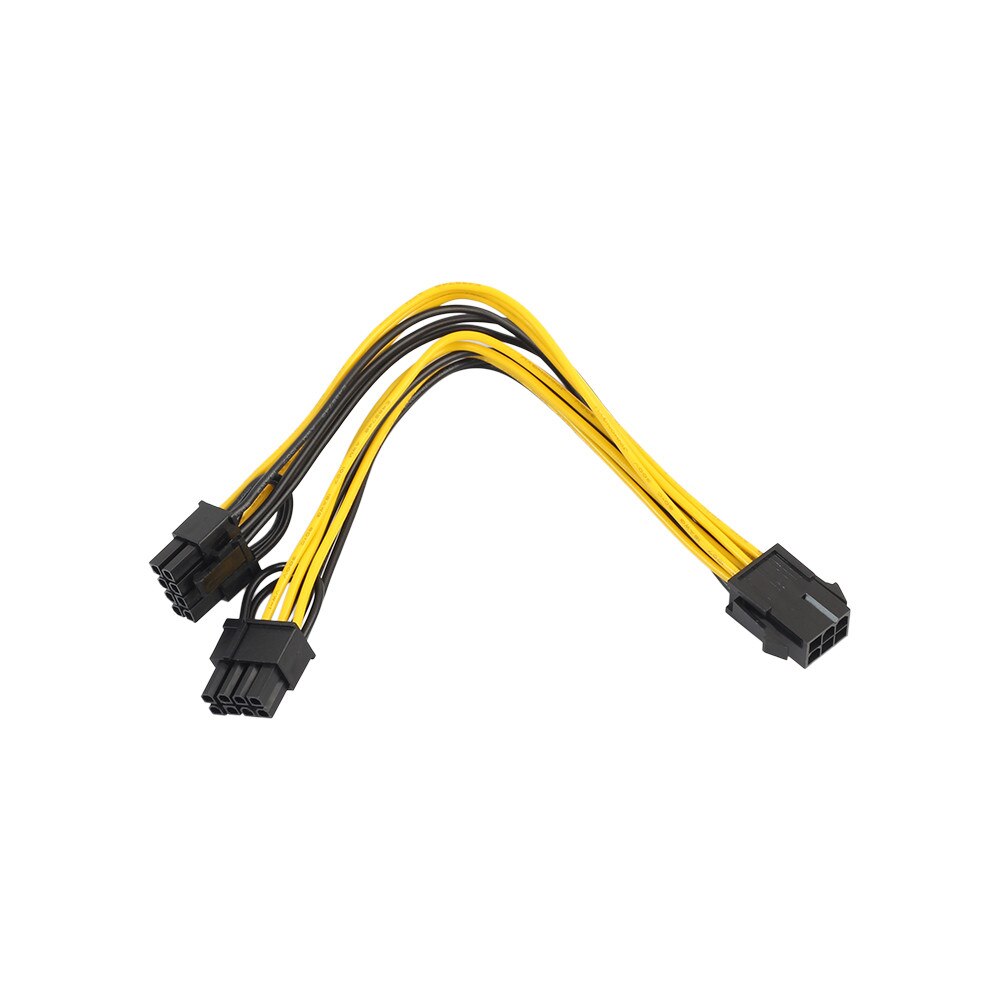 PCI-Express PCI-E 6-pin to 2x 6+2-pin (6-pin/8-pin) Power Splitter Video Card Power Extension Adapter Cable 20cm: Default Title
