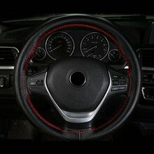 Black Steering wheel cover DIY Truck Leather Steering Wheel Cover With Needles+Thread Parts