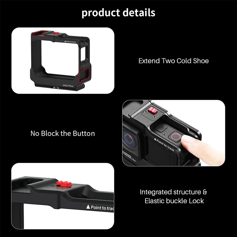 Ulanzi Insta360 ONE R Plus Metal Cage Frame Protective Vlog Case with Cold Shoe Mount Fill Light Microphone