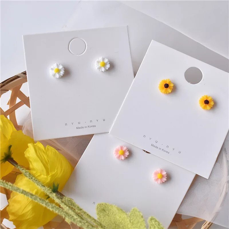 Koreaanse Stijl Leuke Daisy Flower Stud Oorbellen Voor Vrouwen Zomer Verse Bloemen Oorbellen Sieraden Femme Brincos Sieraden
