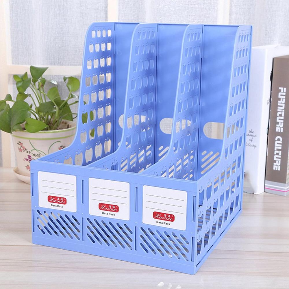 244*265*310mm PP plastic File Box Office Stationery Blue File Rack Three In One Pp Plastic Data Frame
