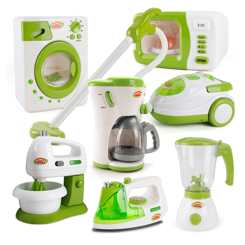 Mini reinigung spielzeug set simulation kleine haushalts geräte serie kleine waschmaschine entsafter eisen vakuum cleanerr