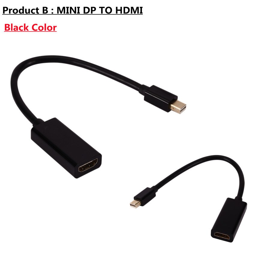 Thunderbolt Mini Display Port DP Male to HDMI-compatible Female Adapter Converter Cable For Apple Mac Macbook Pro Air Laptop: Black Color