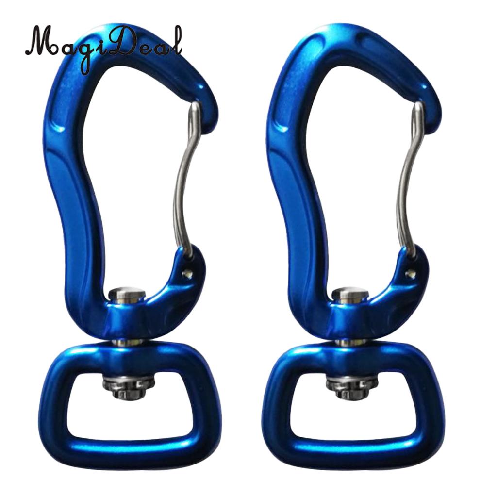Outdoor 1 Pair Rock Tree Climbing Swivel Carabiner Hanging Connect Hook Camping 71/76mm round eye for Camping Caving Climbing: 71mm blue square eye