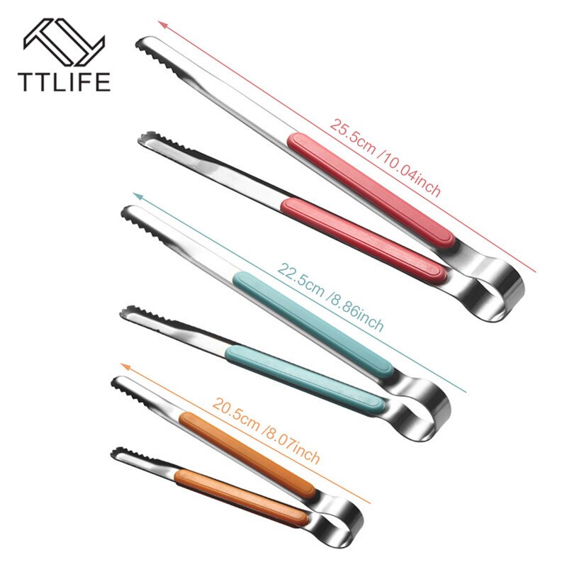 Ttlife rustfrit stål køkken tænger bbq tang mini grill grill mad klip is tang kød salat toast tang tang tilbehør