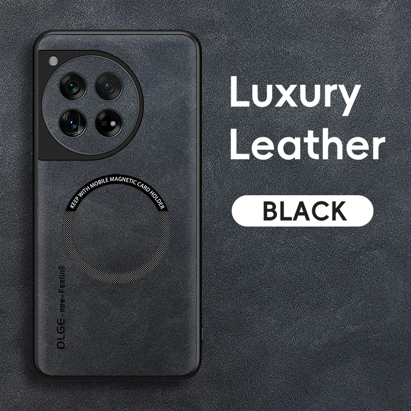 Magnetic Retro Leather Soft Case For OnePlus 12 11 13 OnePlus12 OnePlus11 5G Wireless Charging Phone Case Cover: Leather / black