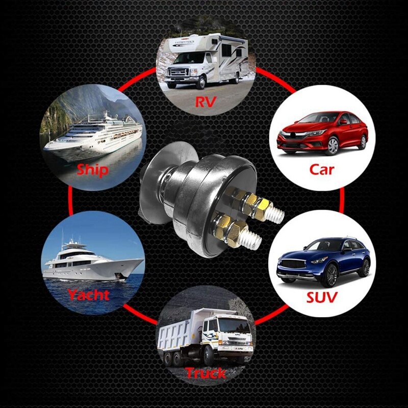 High Current Master Battery Disconnect Switch with Faceplate Battery Power Cut Isolator for Car, RV and Boat