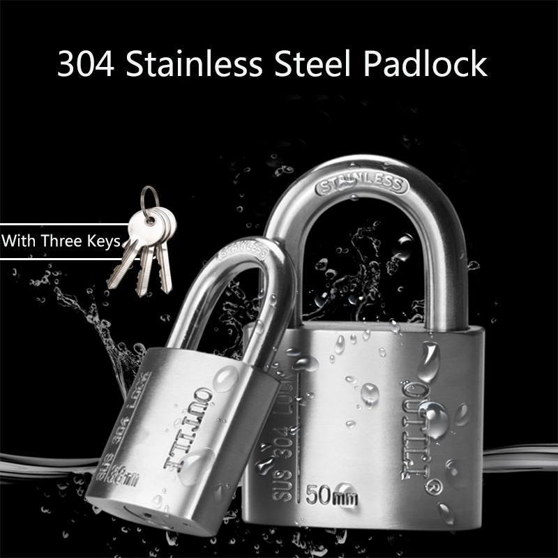 304 Stainless Steel Padlock Outdoor Lock for Luggage Notebook Outdoor Fence Railings Small Drawers Furniture Door