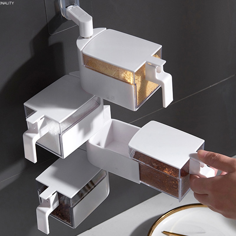 Kitchen Transparet Plastic Seasoning Box Case Condiment Bottles Set Salt Spice Jar Spices Storage Box Kitchen Tool