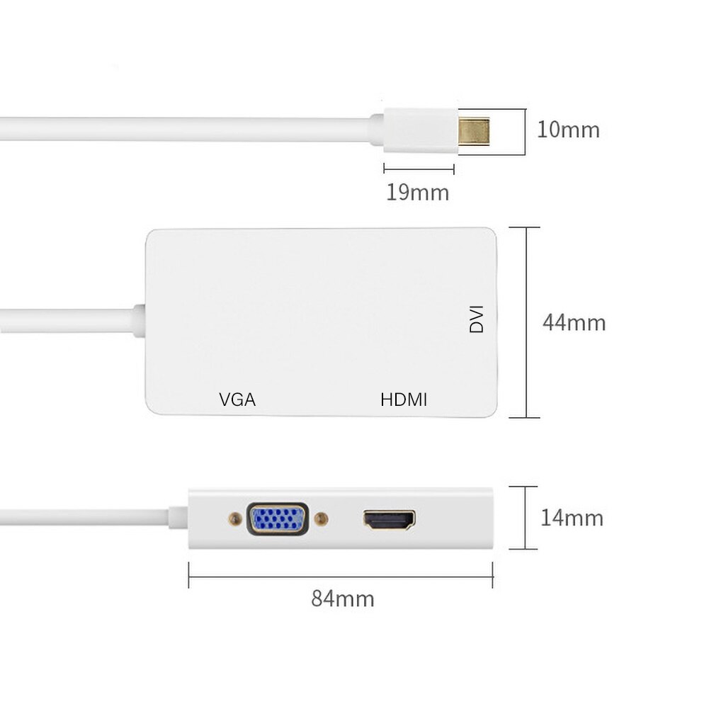 Tre-in-uno cavo adattatore micro USB mini 1080P DP tutto'ADATTATORE di HDMI VGA DVI Convertitore dell'adattatore del Cavo per Macbook pro Comodo da Usare