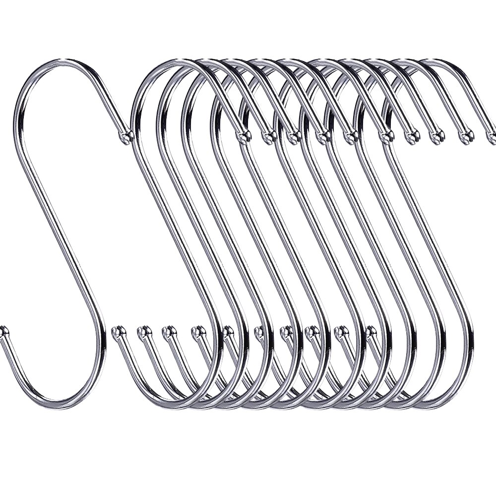 Gancho en forma de S de acero inoxidable para cocina y baño, ganchos de almacenamiento colgante con sombreado en S, gancho de almacenamiento para el hogar, soporte para estante de alta resistencia