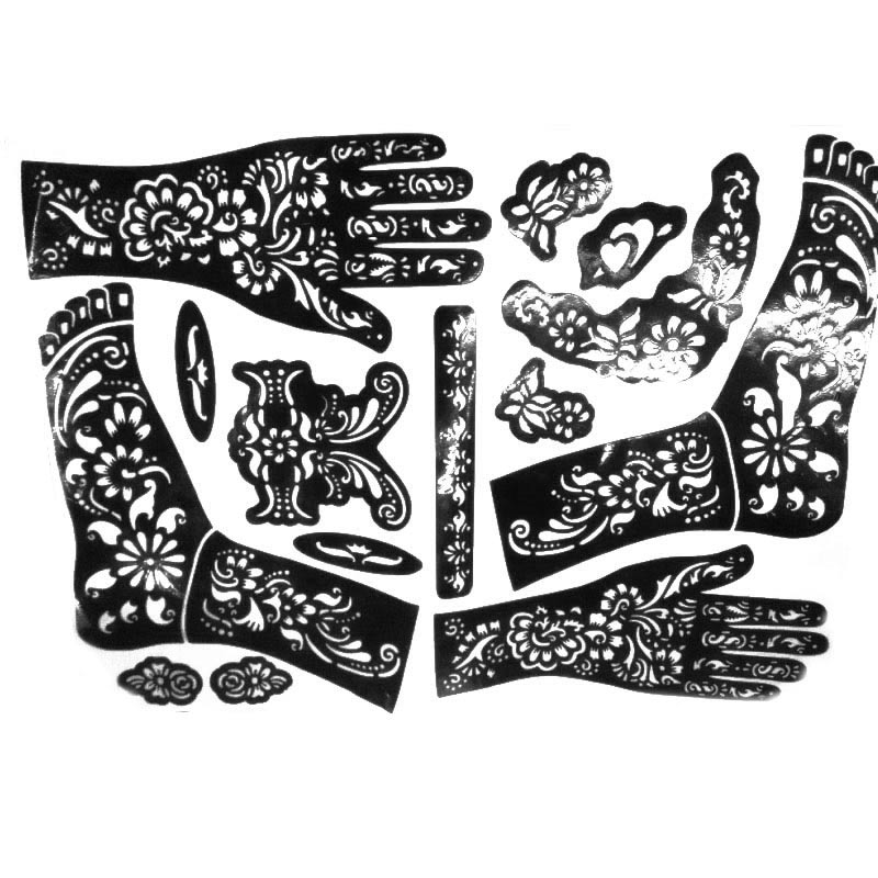 India mehndi håndben henna malet stencil kunst midlertidig tatoveringsskabelon sci 88
