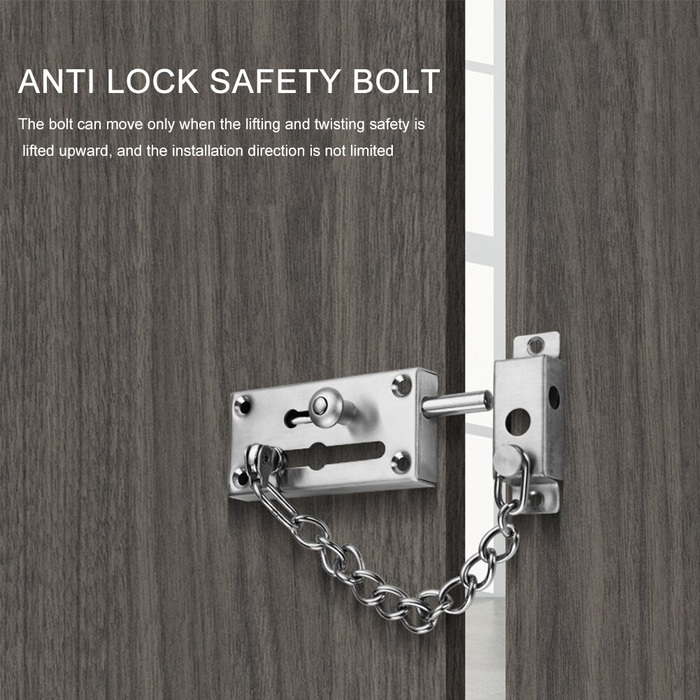 Door Chain Lock Stainless Steel Modern Durable Gate Multifunction Easy Install Anti Theft Heavy Duty Safety Barn Home Garage