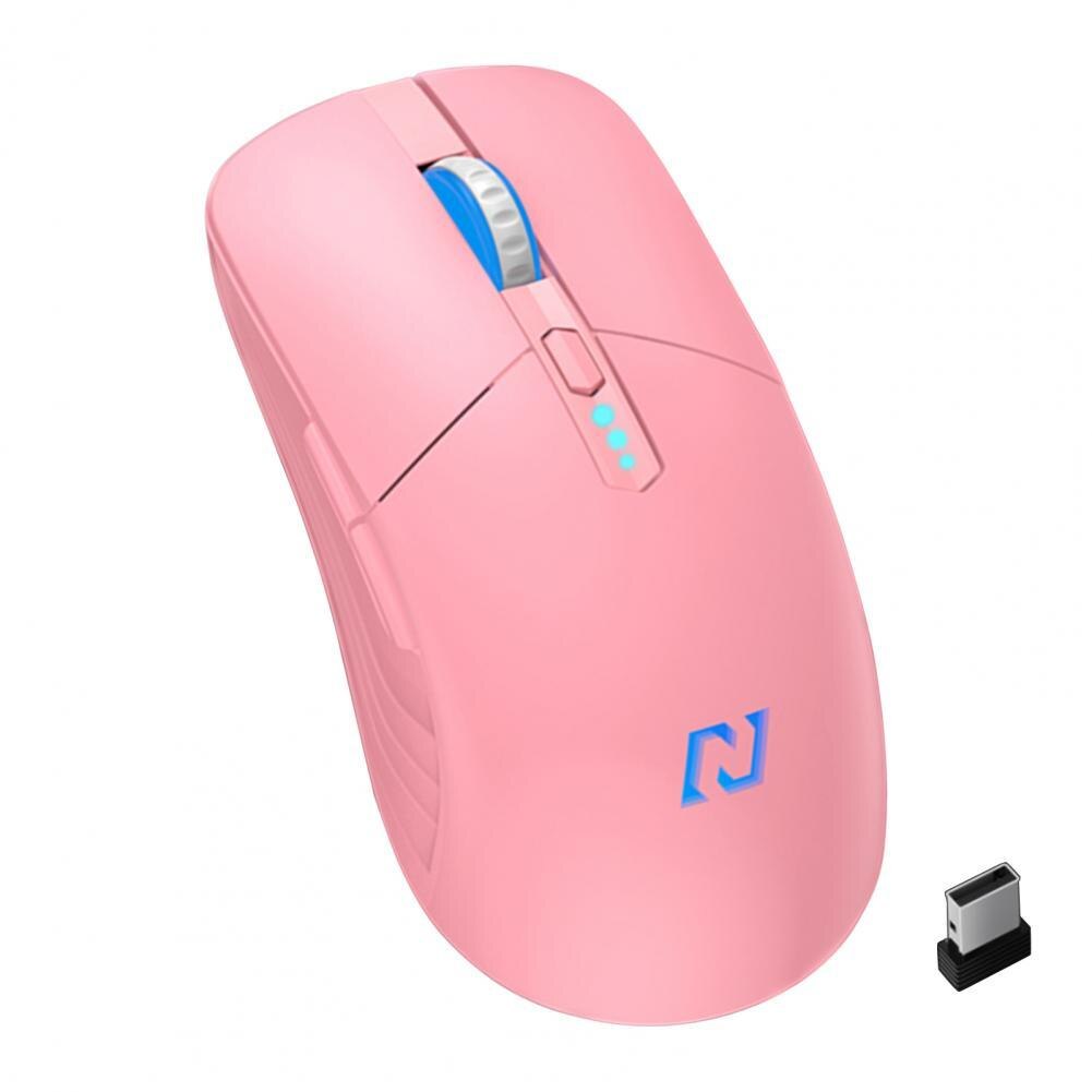 G12 Wireless Mouse LED 2.4G Slient Buttons Rechargeable Computer Optical Engine Gaming Mice for PC: Pink