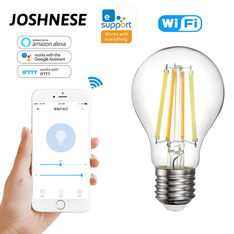 E27 Wifi Slimme Lamp Wit Dimbare Gloeilamp 7.5W 220V Led Spotlight Ewelink App Controle Werkt Met alexa/Google Thuis