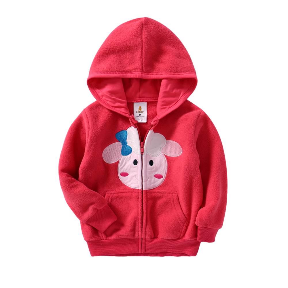 Baby Jongen Jas Kinderen Jas Herfst Meisje Uitloper Jas Capuchon Fleece Cartoon Geborduurde Rits Top