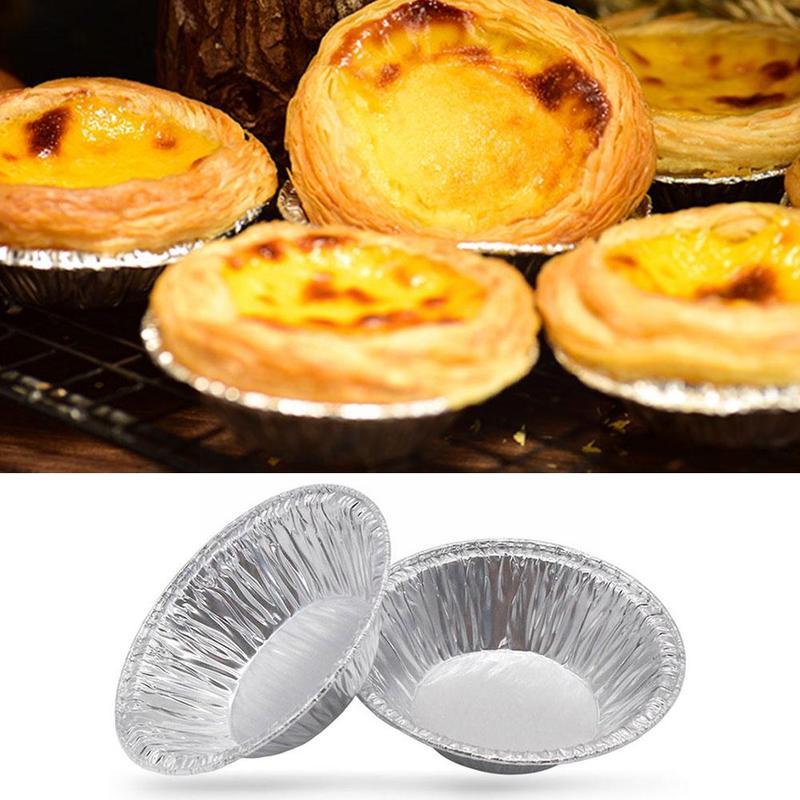 Nuovo 100 pz monouso foglio di alluminio crostata padella mini pentola piatto torta di latta cuocere crostata padella vassoio O0f0