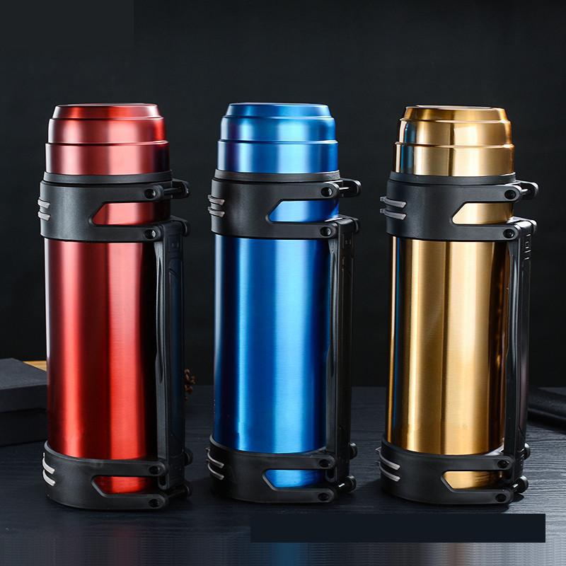 Høj kapacitet 1.2l/1.5l/2l termokande udendørs vandreture ski vand kaffeflaske dobbelt væg isolering termokrus kop