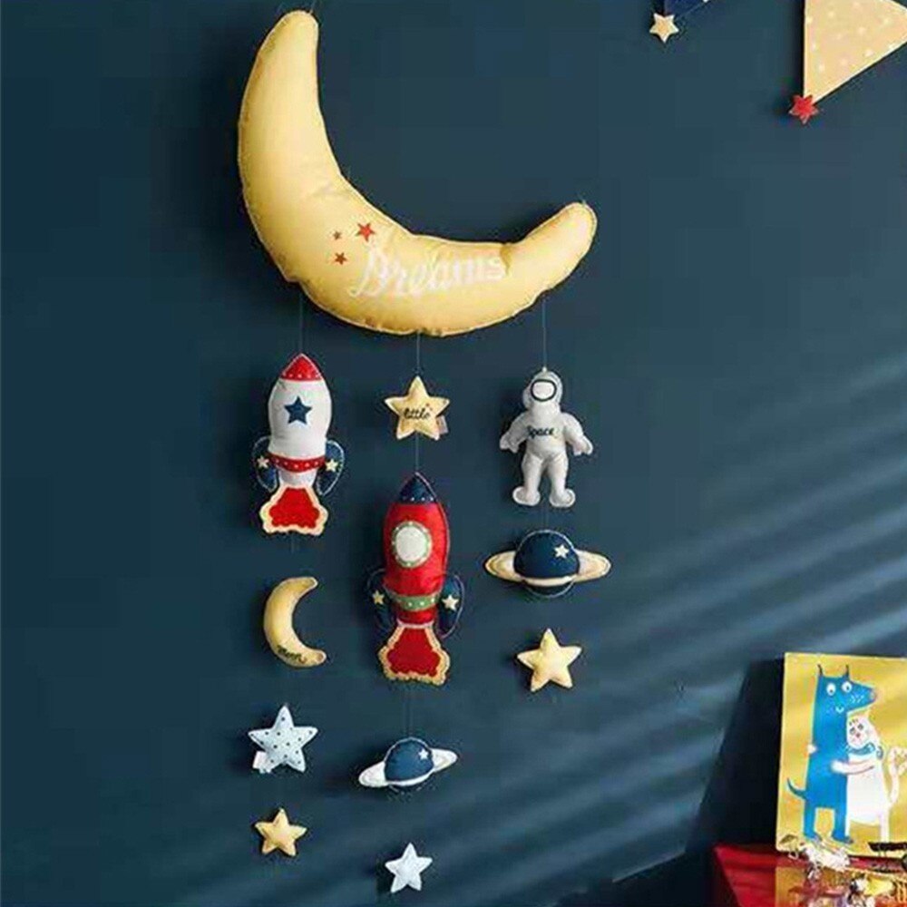 Letto Campana Giocattoli FAI DA TE stella luna Razzo Giocattolo Del bambino Fatti A Mano Girando Crepitii Del bambino Culla Supporto di Cellulari Appena nato Scatola Musicale Del bambino letto Giocattoli: WJ3566C