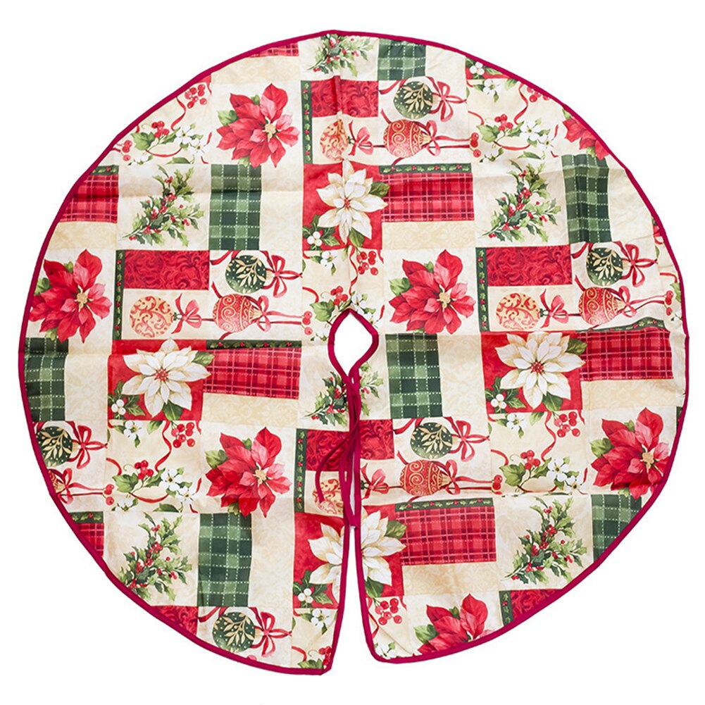 60/90cm kerstboomrokjes met bloemenprint als vloermat voor een kerstfeest of festival, kerstversiering voor een kleine boom: Type c / 90cm