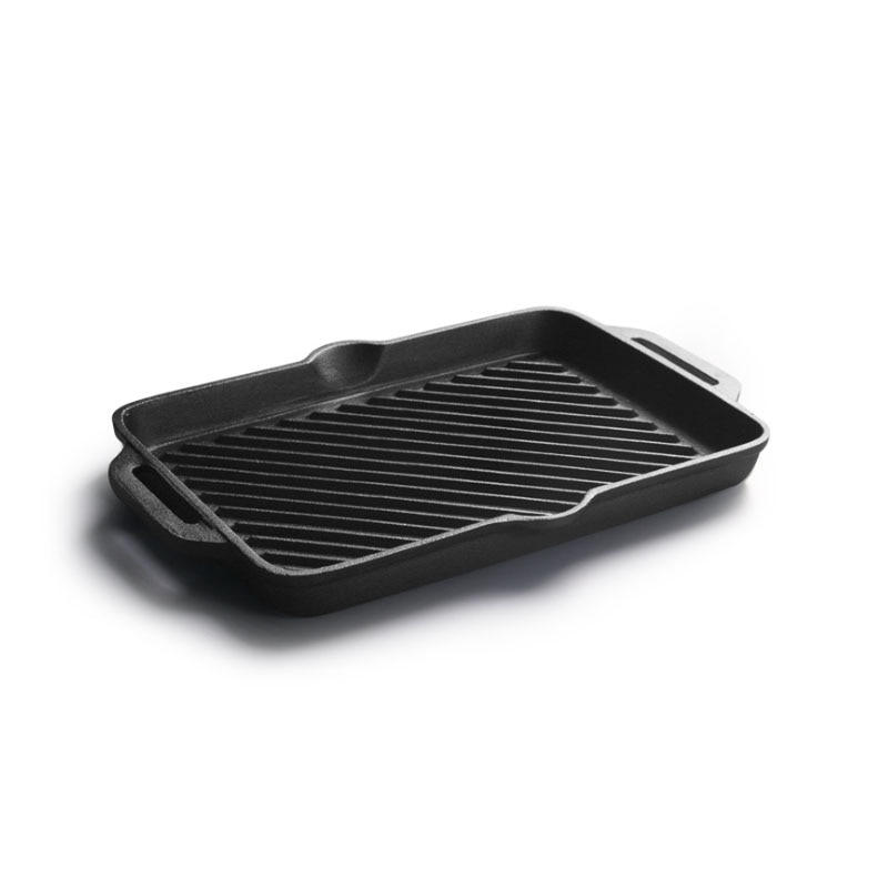 35*24 Cm Gietijzeren Pan Gietijzeren Grill Pan Rechthoekige Geribbelde Steak Ijzeren Plaat Verdikte Ongecoat Gietijzeren keukengerei