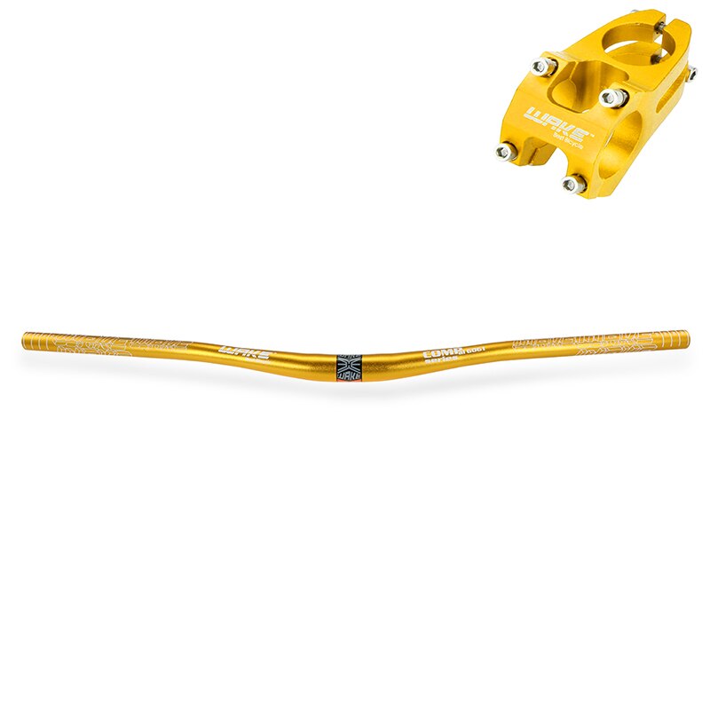 WAKE Ultralight Aluminum Alloy MTB Handlebar Mountain Bike Handle Bar Bicycle Cycling Flat Bar 780MM Anodized Handlebar: Gold with Stem