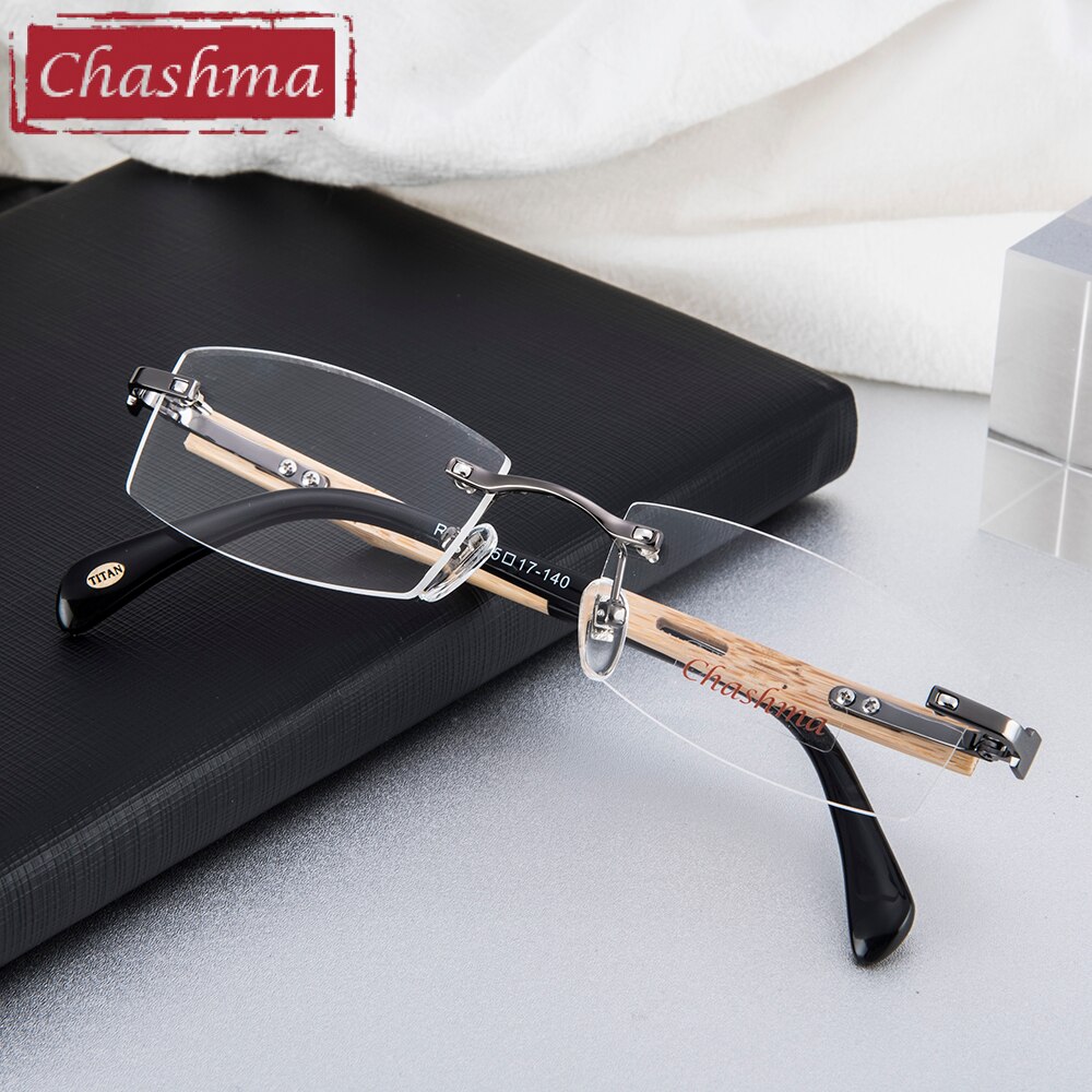 Chashma-lunettes œil en titane pur | Lunettes en bois de bambou, montures hommes sans monture