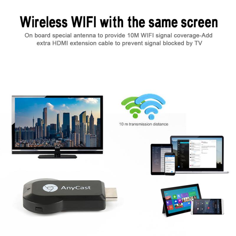 Anycast  m4 plus miracast tv stick adapter wifi display spejl modtager dongle trådløs hdmi 1080p til ios andriod