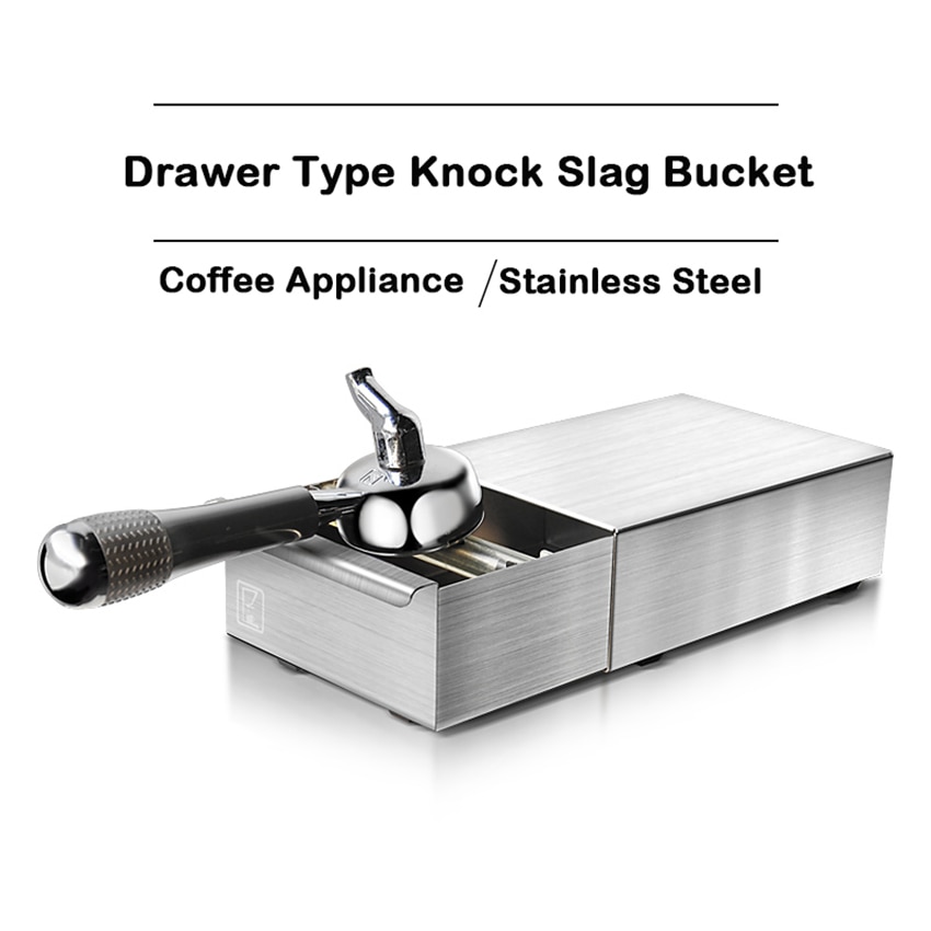 Zilveren Koffie Klop Doos Rvs Espresso Met Lade Koffie Slakken Niet Splash Handmatige Koffiemolen Accessoires