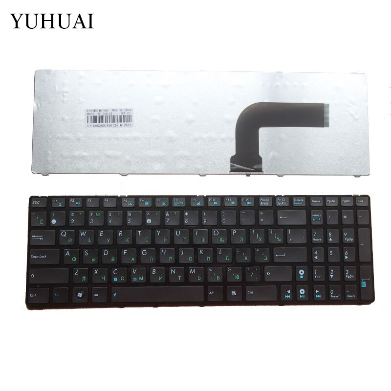 Russisk laptop tastatur til asus  k52 k52f k52de k52d k52jb k52jc k52je k52j k52n a72 a72d a72f a72j n50 n50v med frame ru: Sort
