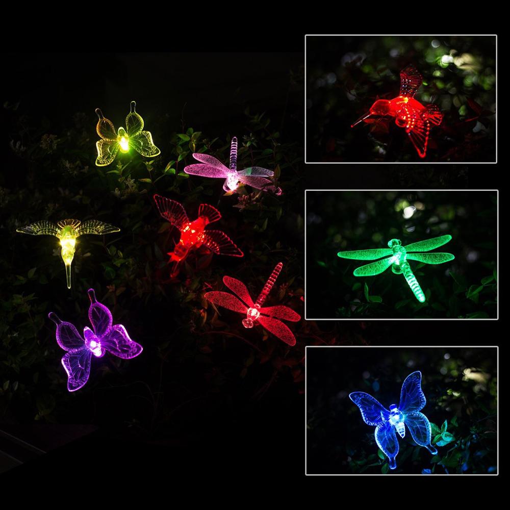 Solar lights outdoors LED butterfly dragonfly flying bird LED garden park landscape lawn party courtyard terrace decoration lamp
