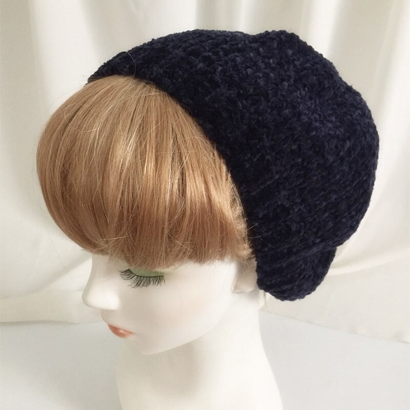 Vrouwen Winter Warm Gebreide Baret Hoeden Chenille volwassen vrouwelijke Vrouwelijke Kunstenaar Casual Ski Cap voor meisje Chapeau femme: Blauw