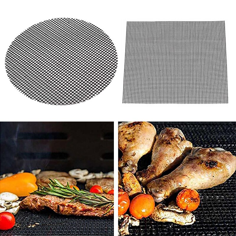Non Stick BBQ Grill Mesh Mats Reusable Grilling Net Barbecue Mats For Barbecue Baking Pads Heat Resistance Outdoor Activities