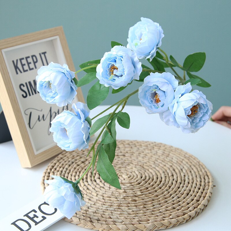 7 Heads Big Artificial Peony Flowers Long Stalk Silk Flowers Peonies Wedding Centerpieces Table Home Decorative Hanging Flowers: Blue