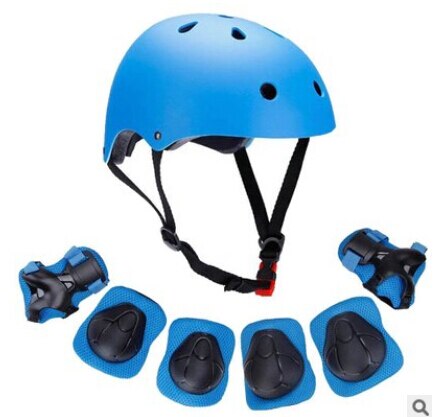 Børn børn skate skateboard hjelm & beskytter til skate scooter stunt cykel: Blå 7 stk