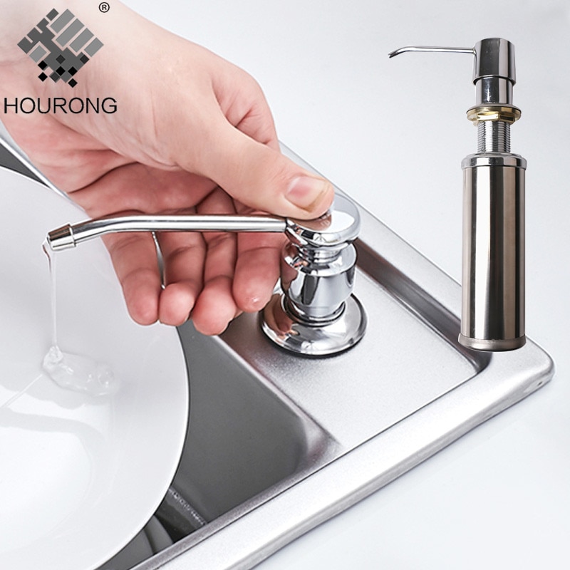 Hourong Badkamer Aanrecht Zeepdispenser Rvs 250 Ml Vloeibare Zeep Fles Voor Washroom Keuken