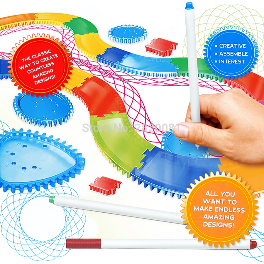 Spirograph skinne samle tegnesæt 31 stk maling farvelægning spil spiral design pædagogisk interesse spor tegne legetøj