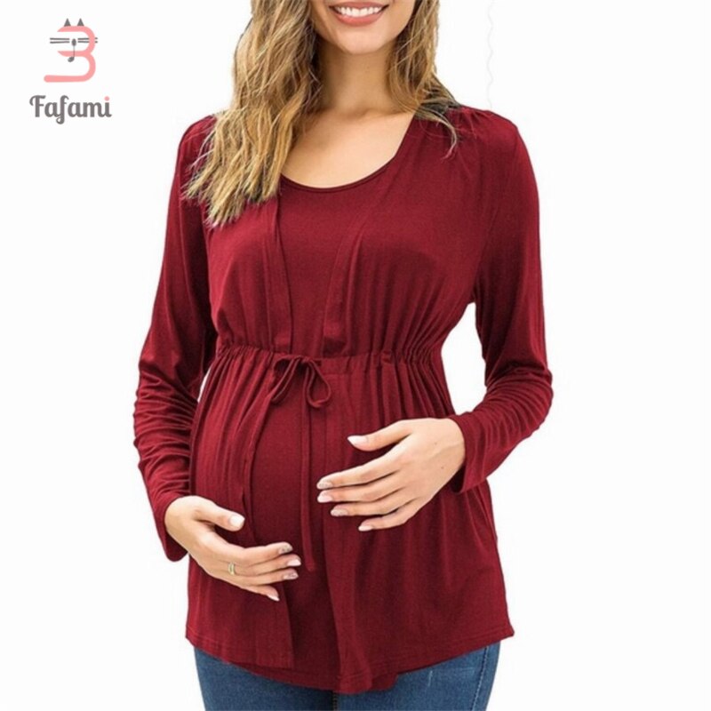Gravid amningskläder sida öppen gravid amningströjor s-xxl långärmad höst vinter löst sittande mammakläder