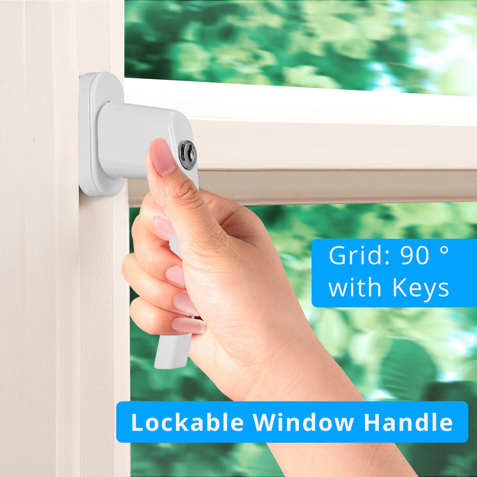 Neoteck 8 Pcs 35MM Safety Window Handles Lockable Keyed Alike Windows Balcony Door Handle White Aluminium Child Safety Lock
