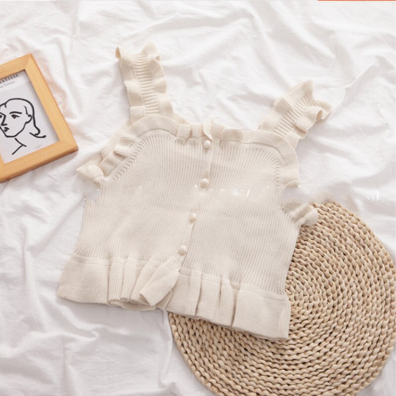 Gagarich colete feminino doce frilled 2020 verão novo estilo coreano feminino sólido magro wear topos: Bege