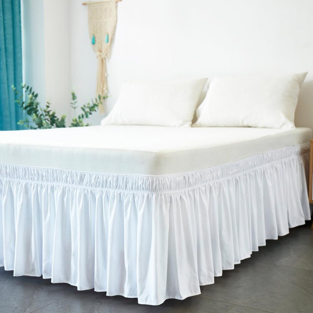 Hotel Bed Rok Wit Wrap Rond Elastische Bed Shirts Zonder Bed Oppervlak Twin /Full/ Queen/ King Size 38Cm Hoogte Home Decor