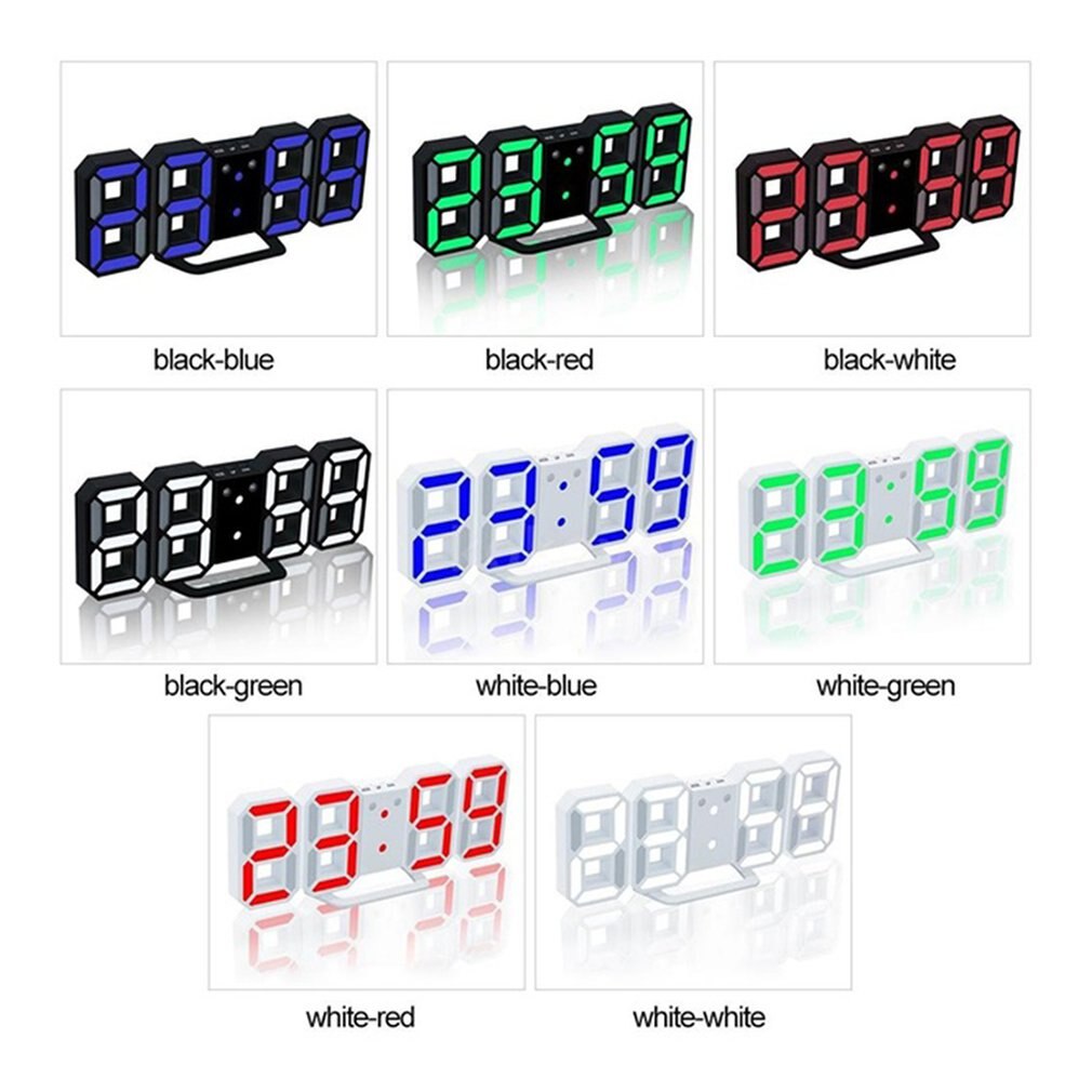 Office 3D Alarm Clock Multifunctional LED Digital Wall Clock Sound Control Stereo Alarm Clock