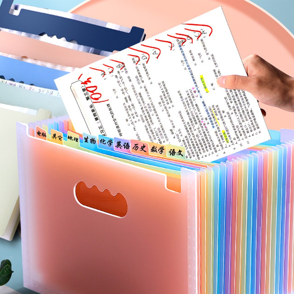 Multi-layer Standing A4 Document File Accordions Folder 25 Pockets Hidden Pen Slot Waterproof for Office School Hospital