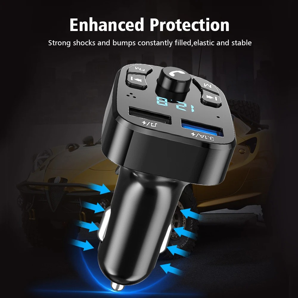 3.1A Bluetooth 5.0 Auto Bluetooth Audio MP3 Speler Dual USB Autolader Adapters Snel Opladen Bluetooth FM Zender Ontvanger