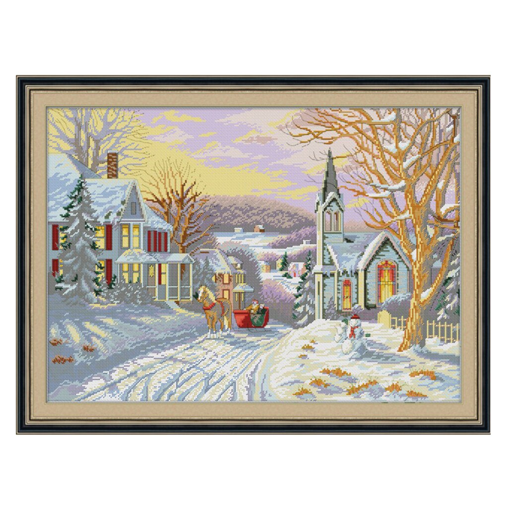 28x21&#39;&#39; Stamped Cross Stitch Kits Embroidery Material Package 11CT - Winter