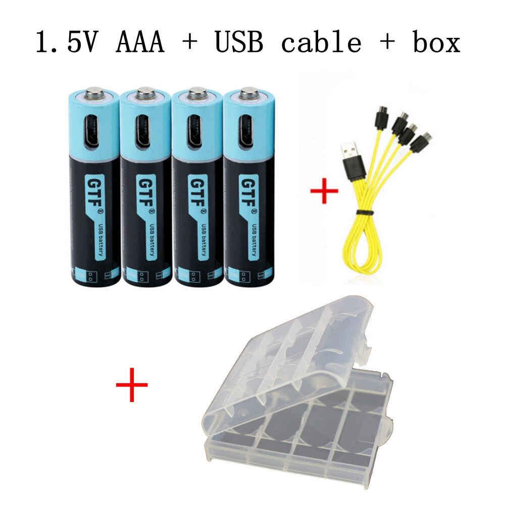 GTF AAA Akumulator 1.5V 450mAh USB - Do Zabawek i Pilotów: 4 szt. AAA żółte pudełko USB