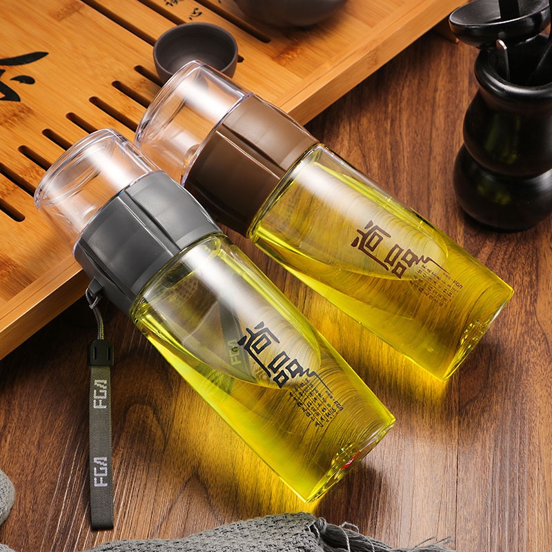 Botella de agua deportiva de plástico de 400ML, botella de infusión de té, tetera portátil de kungfú, colador de té chino para viajes al aire libre, gimnasio y Fitness