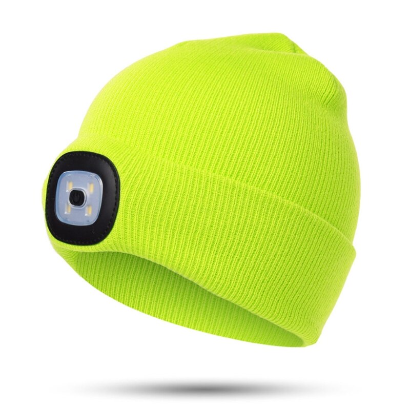 Gorro con luz LED recargable por USB para niños, gorro con 4 luces LED para iluminación nocturna, de alto brillo, ropa Ultra suave: FY