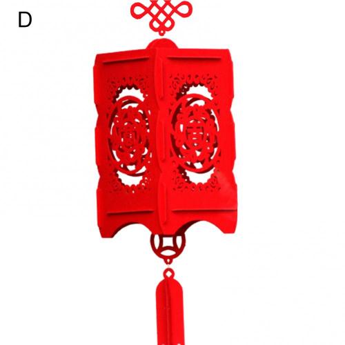 Chinese Year Square Palace Lantern Hollow Inlaid Spring Festival Decoration Red Lanterns Home Living Room Home Decoration: D