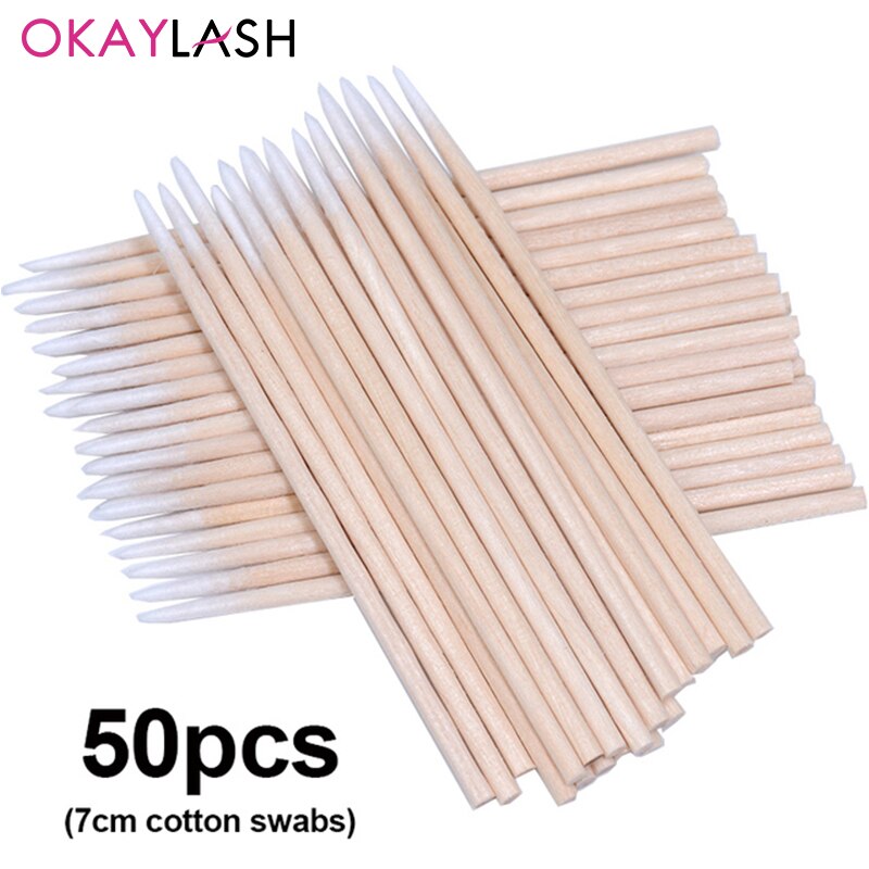 Okaylash nyeste 50 stk engangs nail art pensel liner maling pen manicure pensel nail art værktøjer børster: Punkt vatpind